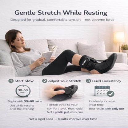Plantar Fasciitis Night Splint, Foot Roller & Lacrosse Ball for Tension Relief, Foot Pain Relief Heel Spur, Arch Pain, Achilles Tendonitis, Comfortable and Gentle Foot Brace Men and Women (M) - size: Medium