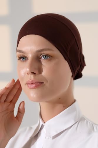 ihvan online, Hijab Cap, Beanie Undercap Scarf, Turban Head Wraps for Women, Hair Wrap, Muslim Under Scarf Hijab Cap - color: Light Brown