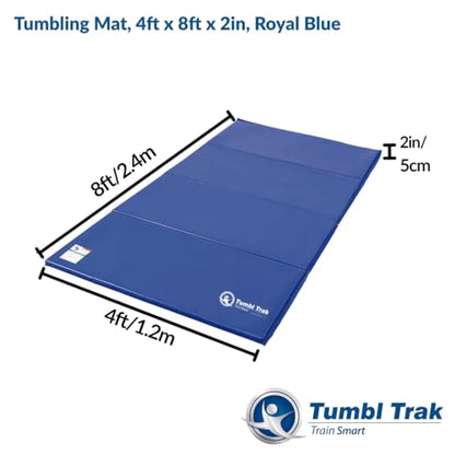 Tumbl Trak Gymnastics Folding Tumbling Panel Mat - color: Royal Blue, size: 4'x8'x2"