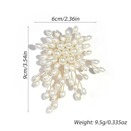 Large Flower Pearl Brooches for Women Fashion White Cluster Pearls Brooch Lapel Pins Fun Formal Dress Clothes Costume Pin Chunky Floral Jewelry Gift - color: Pearl1