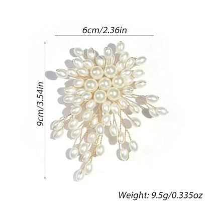 Large Flower Pearl Brooches for Women Fashion White Cluster Pearls Brooch Lapel Pins Fun Formal Dress Clothes Costume Pin Chunky Floral Jewelry Gift - color: Pearl1