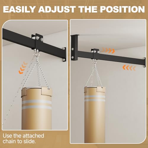 tonchean 42'' Long Sliding Track Wall Ceiling Mount Punching Bag Hanger | Heavy Bag Stand, Load-Bearing Capacity to 300 Lbs Heavy-Duty Sandbag Rack for Home Gym Mma Muay Thai