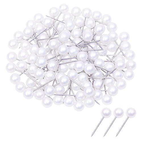 Tupalizy 100PCS Sewing Pins for Fabric Straight Pins with Faux Pearl Heads for Quilting Sewing Knitting Crochet DIY Art Craft Projects Christmas Ornaments Jewelry Wedding Decorations, White, 0.6Inch - size: 0.6Inch