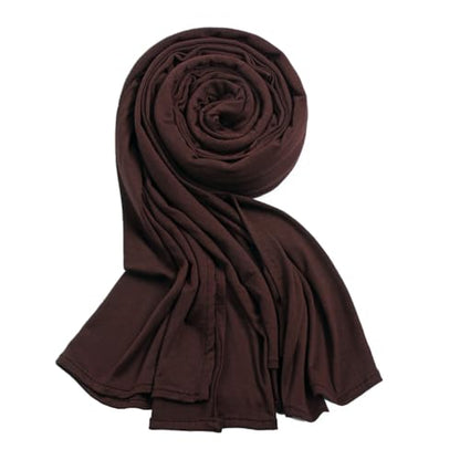 Soft Stretch Head Wrap Scarfs Long Turban Head Wrap Tie for Women - color: Coffee