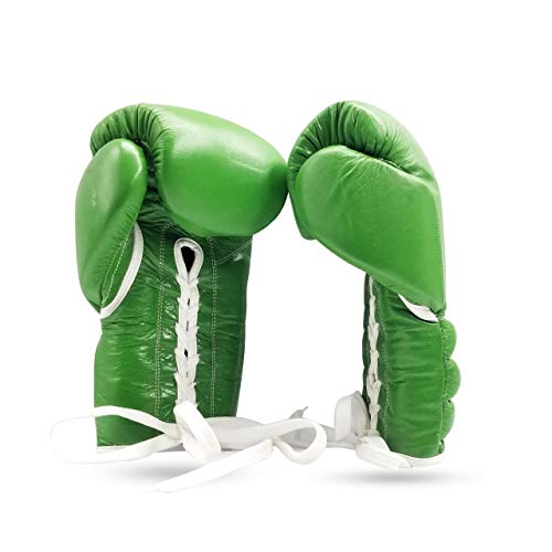 Boxing Glove Grappling, Kickboxing, Training Lace up Fighting Boxing Punching Bag Green Cowhide Leather Boxing Glove Without Logo - size: 16oz