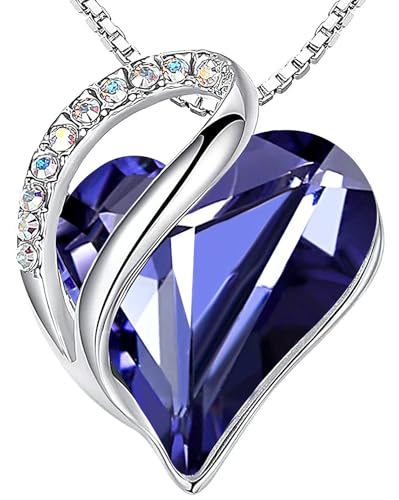 Leafael Gift Necklaces for Women, Infinity Love Birthstone Heart Crystal Pendant, Birthday Anniversary Jewelry for Wife, Mom, and Her, Silver Plated, 18" + 2" Adjustable Chain - color: 02b-February-Tanzanite Purple