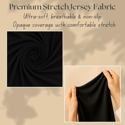 Instant Jersey Hijab for Women – Pre-Sewn Slip-On One-Piece, Soft Stretch, Opaque & Breathable - color: Black