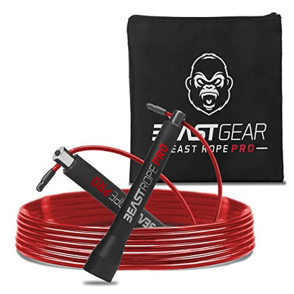 Beast Gear Pro Speed Jump Rope - Professional Fitness Jump Ropes for Women and Men - Skipping Rope for Exercise, Boxing, MMA, HIIT Workout, Strength Training, and Double Unders