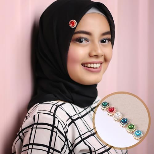 6 Pairs Hijab Magnets, Strong Hijab Pin Magnets 6 Colors Rhinestone Scarf Magnets Hijab Magnet Pins Hijab Pins for Women Scarves Niqab Muslim Islamic Hijab (Style 3) - style: 3