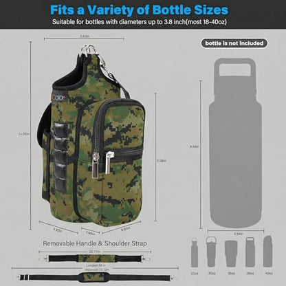 icolor Magnetic Gym Bag Water Bottle Carrier Holder with Phone Pockets & Shoulder Strap,Gym Magnetic Bag 5 Built-in Magnets Gym Accessories Organizer Sling Bottle Bag Pouch Sleeve - color: Camo