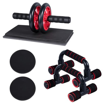 Complete 4-in-1 Ab Wheel Roller Kit with Push-Up, Knee Pads & Core Sliders - Home Workout Solution for Men and Women