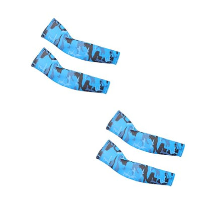 PFFY UV Protection Cooling Arm Sleeves for Men and Women UPF 50 Sun Sleeve - color: 2 Pairs Camo Royalblue