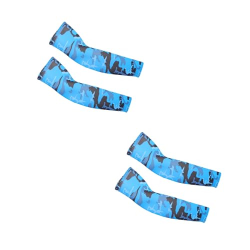 PFFY UV Protection Cooling Arm Sleeves for Men and Women UPF 50 Sun Sleeve - color: 2 Pairs Camo Royalblue