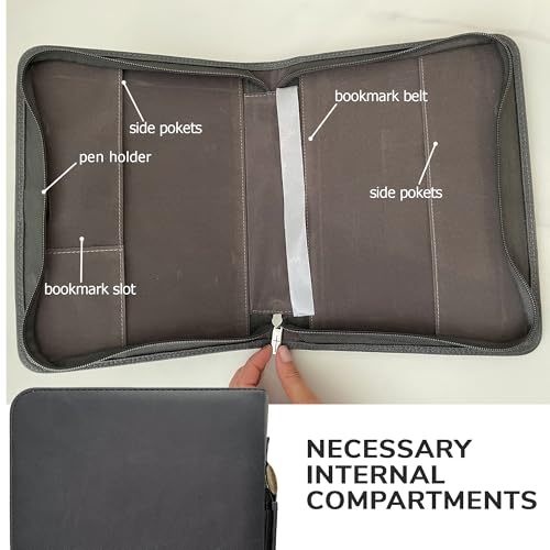 DEHITE Bible Cover Case for Men – Bible Carrying Case for Men – Grey Extra Large Holder – Bag Fits Book 11.12 x 8 x 2.12 in – Pen Slots – Zippered Pocket – Premium Faux Leather – Christian Gift - size: Extra Large Grey