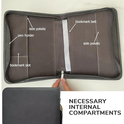 DEHITE Bible Cover Case for Men – Bible Carrying Case for Men – Grey Extra Large Holder – Bag Fits Book 11.12 x 8 x 2.12 in – Pen Slots – Zippered Pocket – Premium Faux Leather – Christian Gift - size: Extra Large Grey