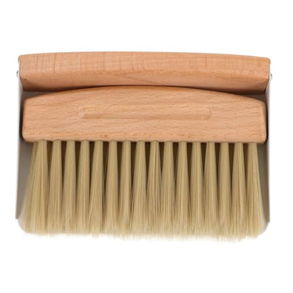 Kids Window Cleaner Stainless Steel Cleaner Mini Dustpan and Brush Set Wood Small Metal Pan Natural Table Handy Brush for Sweeping Home Kitchen Car Office Storage Bin