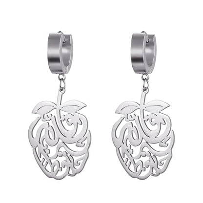 Pomegranate Arabic Calligraphy Earrings Islamic Blessing Love Hope Earrings Persian Muslim Amulet Religious Jewelry Eid Ramadan Gift for Women - color: ailver 2