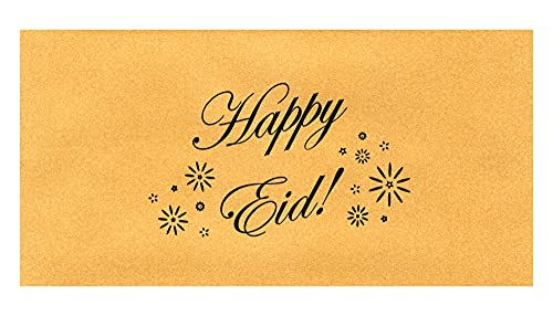 Zaffron Eid Holiday Golden Money Envelopes Celebrate Design (3.5 x 6.5 inches, 10 pack)