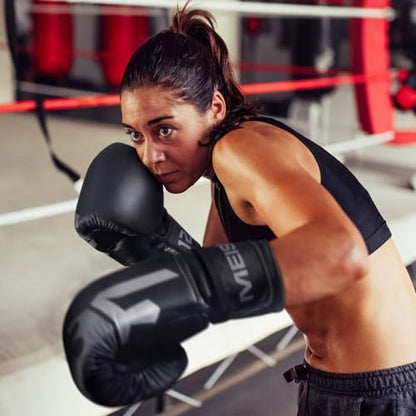 Meister [Critical] Boxing Gloves - Ergonomic High-Density Training Gloves | Pre-curved hand cage fits on day one, triple-layer impact foam, wide full-length wrist strap, matte EcoHide leather - style: 12 Ounce Gloves - Matte Black