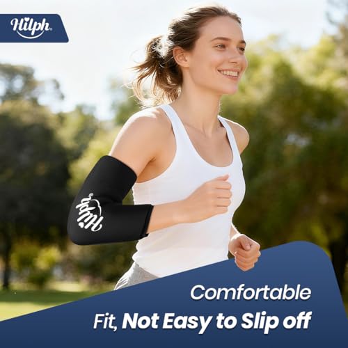 Hilph Elbow Ice Pack Wrap, Multi-Use Ice Sleeve for Elbow Arm Knee, Large | Reusable, Flexible Gel, Cold Compression, Tennis Elbow Golfers Arm Tendonitis Pain Relief, Muscle Relaxation, Sports Recovery - size: Large, style: Black