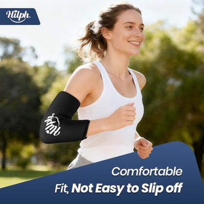 Hilph Elbow Ice Pack Wrap, Multi-Use Ice Sleeve for Elbow Arm Knee, Large | Reusable, Flexible Gel, Cold Compression, Tennis Elbow Golfers Arm Tendonitis Pain Relief, Muscle Relaxation, Sports Recovery - size: Large, style: Black
