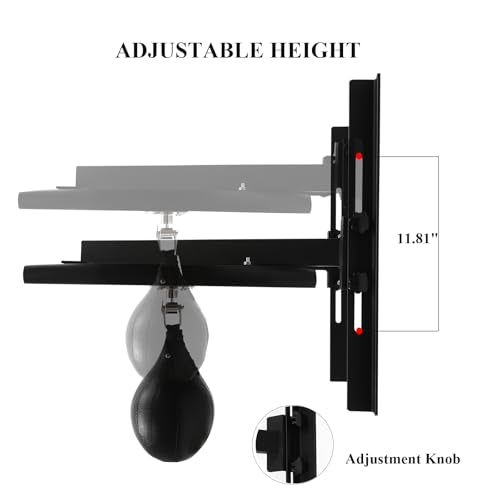 Speed Bag Platform, 24 Inch Wooden Swiveling Boxing Training Speed Bag Platform with Adjustable Height Wall Mount Professional Fitness Ball Boxing Reaction Training Kit for Home Fitness