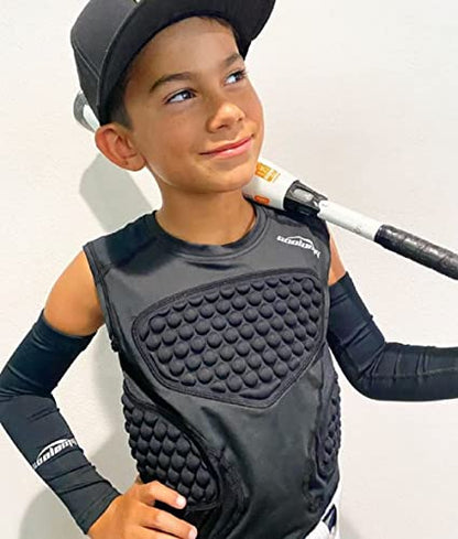 COOLOMG Youth Chest Protector Baseball Softball Football Lacrosse | Padded Compression Shirt Sleeveless Rib Heart Sternum Guard - color: Pure White, size: X-Small