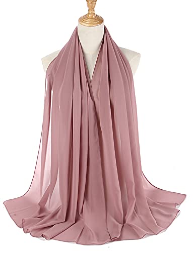 Txameru Hijab for Women Chiffon Hijab Scarfs for Women Long Shawl - color: Dusty Rose