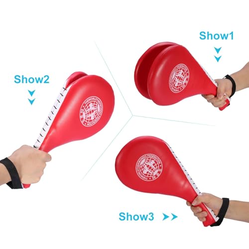 Taekwondo Kick Pad, Karate Martial Arts Training Equipment Kicking Target Pad, Double Strike Boxing Pad Punching Paddles for Kids Youth Adult Tae Kwon Do Karate Kickboxing, 15 x 7.5in, Red