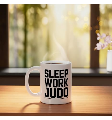 Judo Dad Life Humor Between Work Sleep Mat Time Martial Arts Ceramic Mug, White - color: White