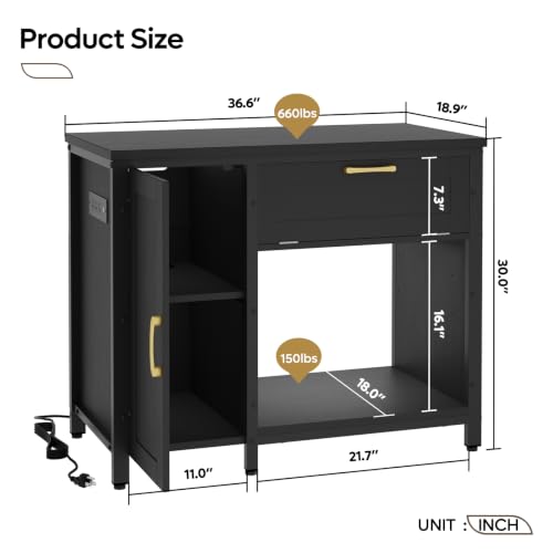 Bestier 40-50 Gallon Aquarium Stand with Power Outlet & LED Light, Black | 5-In-1 Outlet, Max Load 726Lbs, 22 Modes & 7 Colors Light, Heavy-Duty Metal Legs, Storage Cabinet & Drawer, Adjustable Shelf - size: 40-50 Gallon