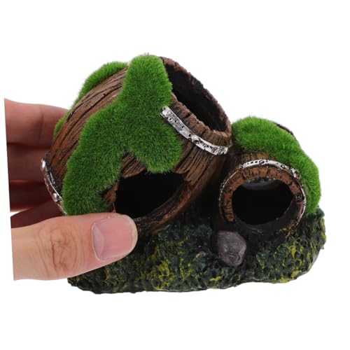 NUOBESTY Broken Barrel Fish Tank Ornament Resin Aquarium Decor Betta Fish Shrimp Hiding House Hideout Cave for Freshwater Aquariums