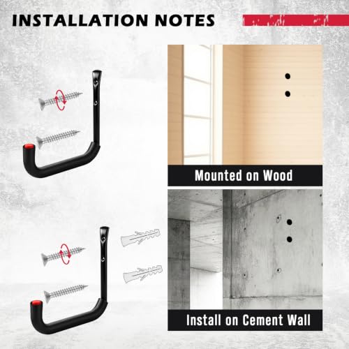 SEDY 6 Pack Heavy Duty Garage Hooks, Ladder Hooks for Garage Wall, Each Holds Up to 66 LB, 9.8 Inch EVA-Padded Steel Utility Hangers for Bikes, Folding Chairs, Garden Hoses and Tools - color: 6 Pack 9.8" Heavy Duty Garage Hooks
