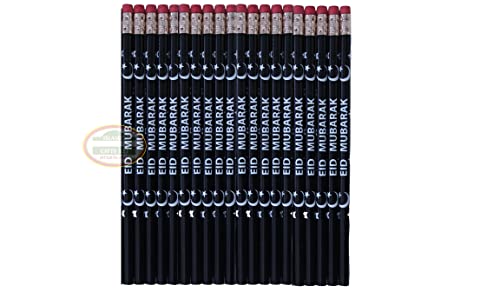 Eid Pencils[Pack OF 500] Happy Eid Mubarak Customized Party Favors Eid decor Ramadan Pencils Arabic Novelty Ramadan Decor Muslim Gifts Wholesale - color: Black