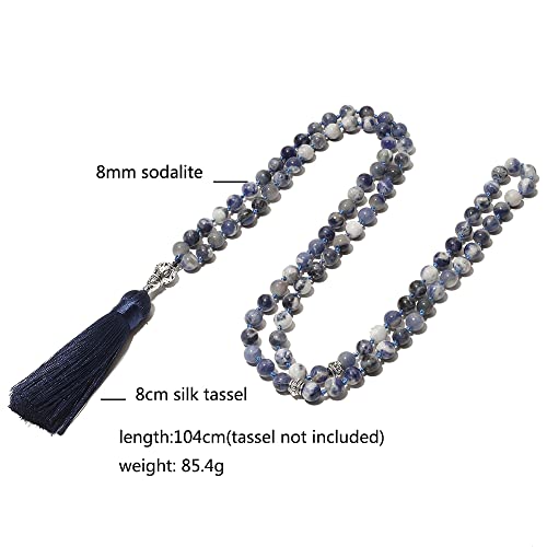 Tasbih Prayer Beads Allah & Muhammad Islamic Prayer Rosary Muslim Islam Misbaha Tasbeeh Sibha 99 Prayer Beads Necklace 33 Prayer Beads Bracelet - color: 8mm Flower Sodalite+99beads