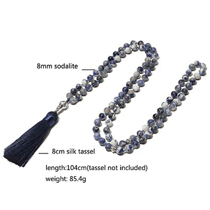 Tasbih Prayer Beads Allah & Muhammad Islamic Prayer Rosary Muslim Islam Misbaha Tasbeeh Sibha 99 Prayer Beads Necklace 33 Prayer Beads Bracelet - color: 8mm Flower Sodalite+99beads