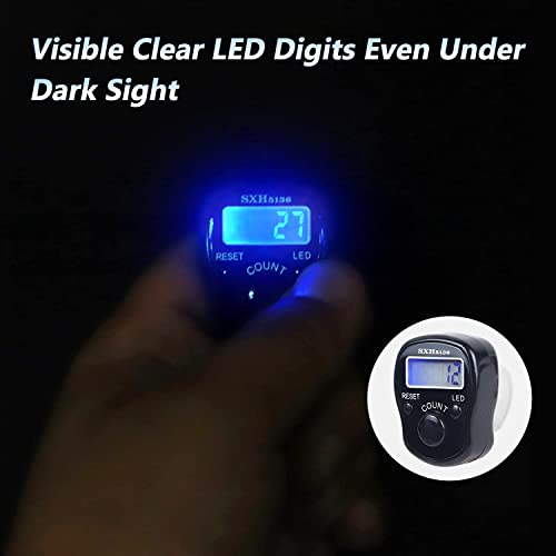 Finger Counter -Islamic Tasbih Bead- 5 Digital LED Electronic Handheld Tally Counter Clicker with Case Mechanical Manual Clicker Number Lap Tracker Counter - color: 5 pcs Tally counter