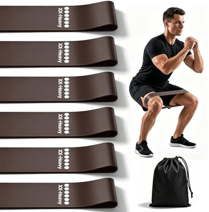 6-Pack Premium Natural Rubber Thickened Workout Resistance Bands Set for Home Gym & Physical Therapy, Anti-Snap Durable Exercise Bands for Full Body Strength Training, Legs, Glutes, Multi-Level - color: XX-Heavy-6 Set-Coffee