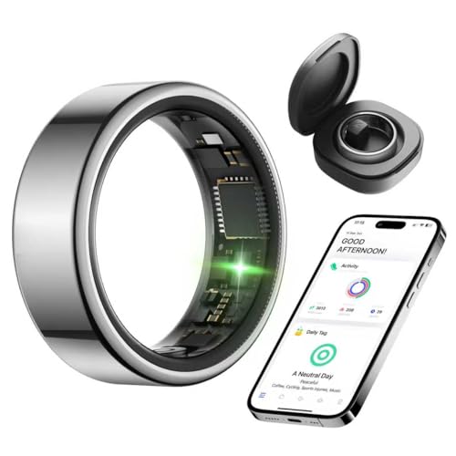 KIRAMA Smart Health Ring for Women Men Fitness Tracker with Heart Rate, Support Sleep Monitoring and Exercise Recording, IP68 Waterproof for iOS and Android, No APP Fee，Ultra-Thin Design (Silver, 7) - color: Silver, size: 7