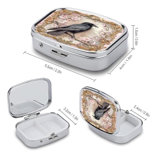 Metal 2 Compartment Pill Organizer Travel Friendly Portable Compact Pill Box Cute Pill Case to Hold Vitamins,Fish Oil,Supplements,Meds,Tablet for Purse,Pocket. (The Bird) - color: The Bird