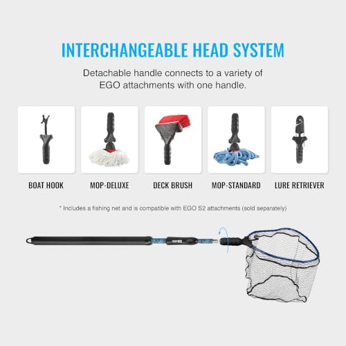 EGO S2 Kryptek Slider Fishing Net, Adjustable, Interchangeable Heads - size: Kryptek 29" to 60" Handle, 17" x 19" Hoop, style: Pvc Coated Mesh