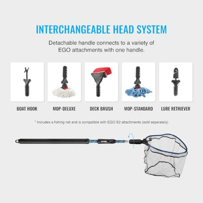 EGO S2 Kryptek Slider Fishing Net, Adjustable, Interchangeable Heads - size: Kryptek 29" to 60" Handle, 17" x 19" Hoop, style: Pvc Coated Mesh