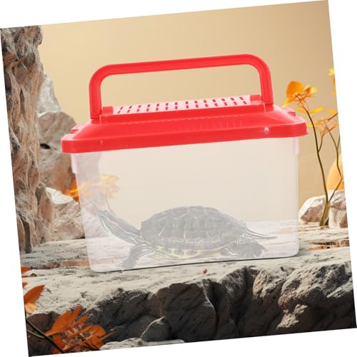TOYANDONA Portable Fish Tank Breathable Lid Turtle Habitat and Handheld Reptile Feeding Box for Hamsters and Aquatic Pets for Travel and Observation