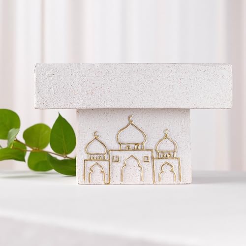 Decorative Mosque Sculpture with Gold Domes, White and Gold - color: Mosque Sculpture
