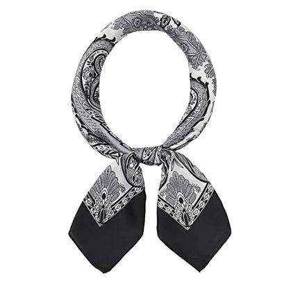 RIIQIICHY Women Head Hair Scarf Like Satin Silk Scarf Sleeping Hair Wrapping Night 27.5" - color: Black/White/Slate Grey