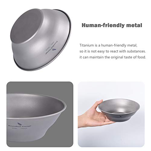 Boundless Voyage Ultralight Titanium Bowl Pan Plate Dish with Carry Bag Outdoor Camping Portable Tableware Cookware (Ti15164B (600ml Bowl)) - color: Ti15164B (600ml Bowl)