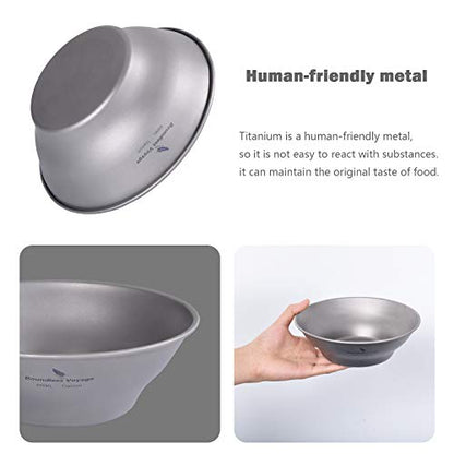 Boundless Voyage Ultralight Titanium Bowl Pan Plate Dish with Carry Bag Outdoor Camping Portable Tableware Cookware (Ti15164B (600ml Bowl)) - color: Ti15164B (600ml Bowl)