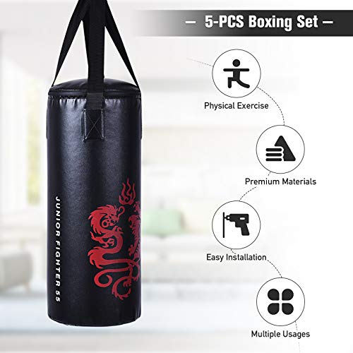 Goplus Punching Bag Set with Gloves, 22LBS/ 40LBS Filled Kick Boxing Bag, Rucksack, Jump Rope, Firm Hook, Heavy Bag for Adults MMA Training, Muay Thai, Krav MAGA, Taekwondo, Karate - style: 22 LBS