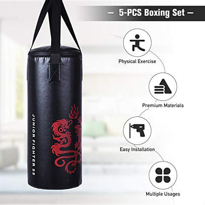 Goplus Punching Bag Set with Gloves, 22LBS/ 40LBS Filled Kick Boxing Bag, Rucksack, Jump Rope, Firm Hook, Heavy Bag for Adults MMA Training, Muay Thai, Krav MAGA, Taekwondo, Karate - style: 22 LBS