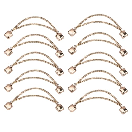 Hijab Magnets with Chain,10X Pinless Brooch Clothes Hijab Pins - Multi-Purpose Powerful Magnetic Buttons for Women - color: Gold